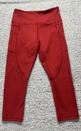 Zyia Active Red Tight Cropped Pocket Stretch Leggings Yoga Athletic Size 4