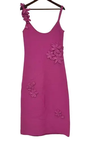 Amur Allegra crochet Floral Knit Midi pink pearl sleeveless pullover size large