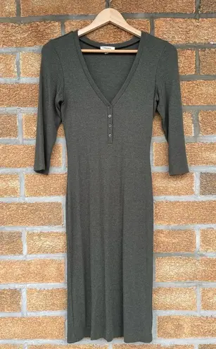 L'Agence Aurora Heathered Olive Henley Dress