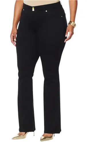 New IMAN Stretch Denim High Rise Full Length Bootcut Jeans Black Size 18W