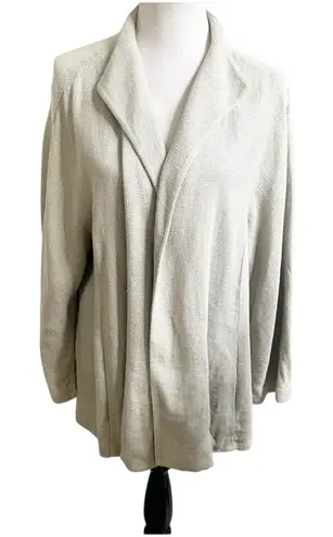 Eileen Fisher  Open Front Blazer Linen Cotton Blend Size 2X Natural Tan Minimal - Image 1