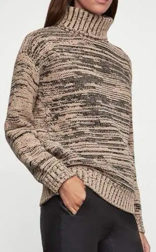 BCBGMAXAZRIA  Womens Turtleneck Sweater Taupe/black Marled Long Sleeve XS