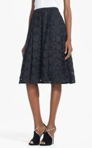 Tracy Reese Anthropologie Black Raffia Circle Lace Midi Skirt Sz 4