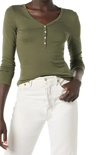 Dickies Women's Long Sleeve Henley Green Size 2XL