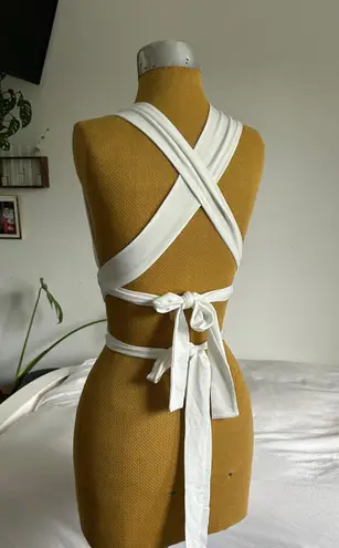 White strappy self tie bra crop top Size M