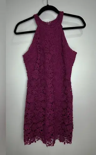 Lulus Vibrant Magenta Lace Dress Purple