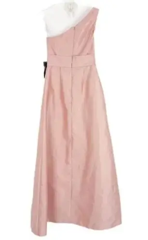 Alfred Sung NWT Draped One-Shoulder Satin Maxi Dress in Toasted Sugar Size 8 NEW