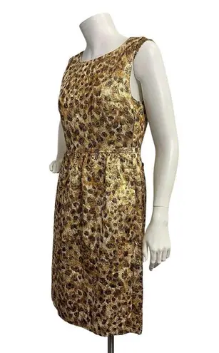 J.Crew  Women's Sz 4 Golden Brown Sheath Dress Leopard Print Bow Preppy Casual