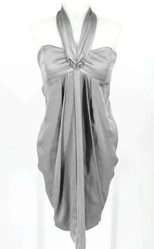 Mara Hoffman M Women's Silver Halter Silk Date Night Dress *TINY FLAW*