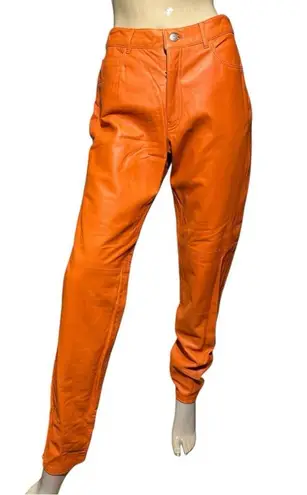 Ralph Lauren Purple Label Vintage 12 Bright Orange Leather High Rise Jeans Pants