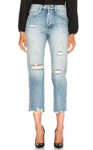 AMO Destroyed Loverboy Jeans Cropped Straight Distressed Retro Wash Women's 25 Blue