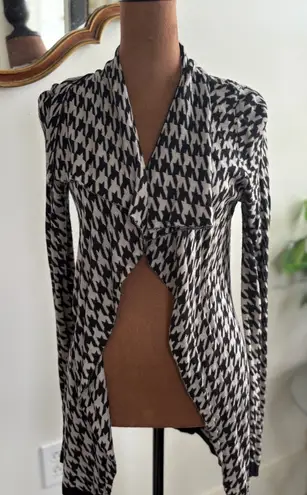 Charlotte Olympia Charlotte Houndstooth Open Front Cardigan Pink Patch Elbows Knit Small - Image 1