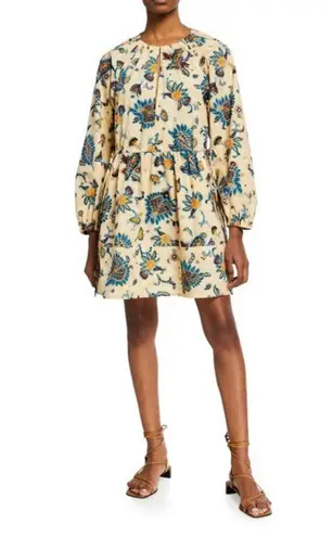 ALC Frank 💕A.L.C.💕 Myra Paisley Long Sleeve Shift Dress ~ Apricot Abstract Floral 2