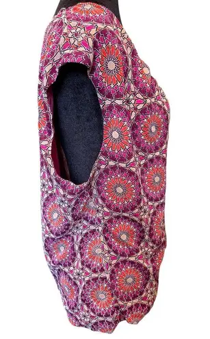 George Plus Size Vintage Hippie Eclectic Psychedelic Mosaic Mandala Mesh Top