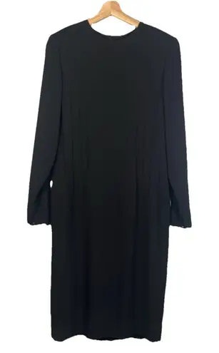 Carlisle Vintage Black Wool Size 6 Long Sleeve Midi Dress Cocktail Office Party