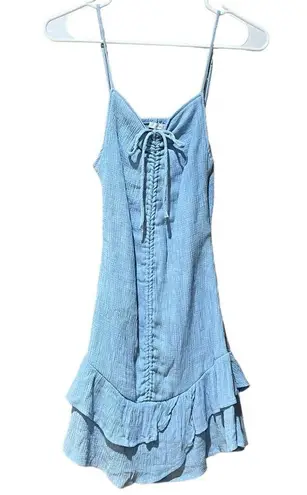 Love Tree  Baby Blue Spaghetti Strap Bottom Ruffle Mini Dress Women’s Size Large