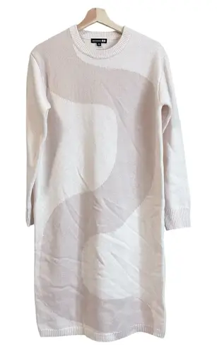 Marimekko Uniqlo Sweater Dress Women Size XS Cream Wool Knit Boho Lagenlook Art White