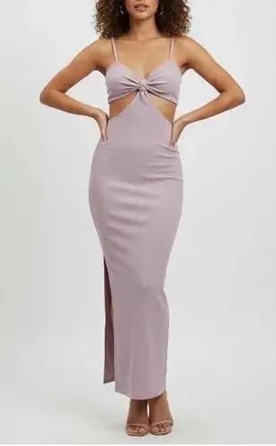 FORE Lilac Cutout Sleeveless Ribbed Knit Maxi Dress XS Bodycon Summer Purple