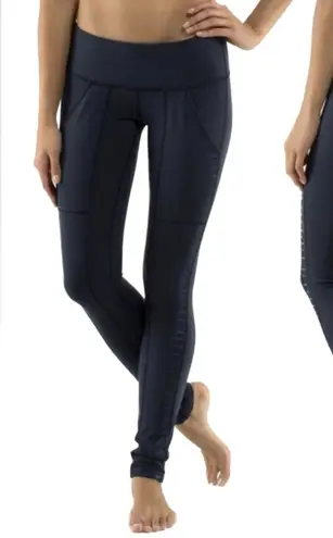 Lululemon  Practice Daily Satin Ruched Side Leggings in Navy - Image 1