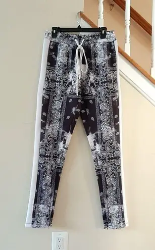 Rue 21 Joggers Pants Beached Parsley Bandana Print Blue and White Size S