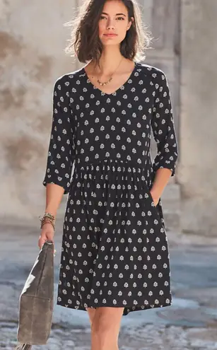 Garnet Hill Bohemian Pocket Dress Black Size 10