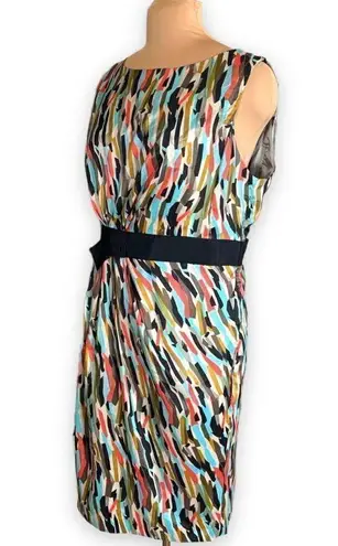 Vertigo Paris Dress Abstract Multicolored Art To Wear Sleeveless Ruched Sheath