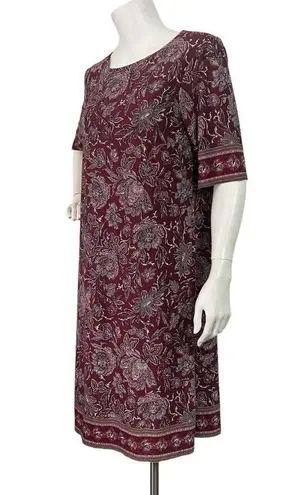 Roz & Ali Women's Maroon Pink Floral Shift Dress Size L
