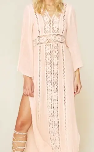 Jen's Pirate Booty Maxi Dress kingdom lace sheer womens Pink (xsmall) boho party