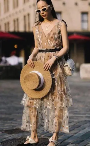 Self Portrait đź’•SELF-PORTRAITđź’• Star Mesh Embroidered Midi Dress ~ US 4