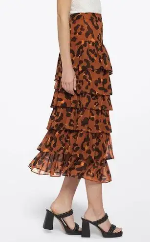 Farm Rio Caramel Maxi Leopard Frill Skirt XS