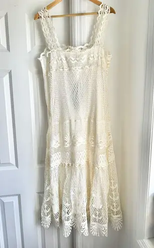 Farm Rio NWT  Off White Nautical Guipere Crochet Midi Dress