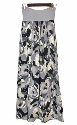 Susana Monaco Purple & Gray Strapless Rose Floral A-Line Maxi Dress 2