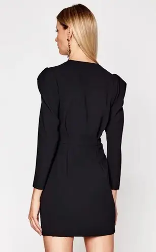 IRO Robiela Black Deep Plunge Puff Sleeve Mini Dress Size Small