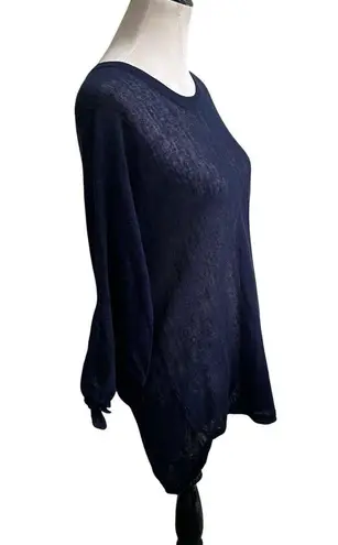margaret o'leary Margaret O’Leary Linen Blend Knit Tunic Size Small Navy Blue Lightweight