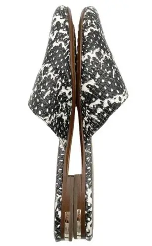 Yosi Samra Parker Mules Gray Snake Embossed Leather Open Back Flats Size 7 Black