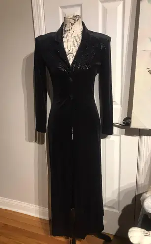 Laura Ashley Vintage Flora Ashley Velvet Snake Embossed Print Oversized Blazer Coat