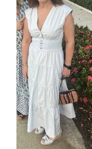 DEREK LAM X RTR Light Blue 100% Cotton Hourglass Cap Sleeve Tiered Dress Size 46