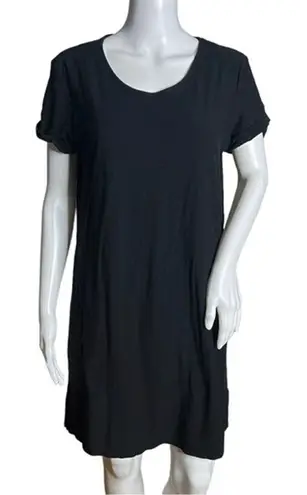 James Perse Dress Womens Large Black T-Shirt Jersey Knit Neutral Minimalist