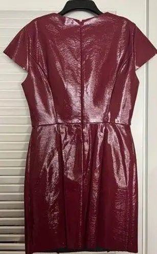 BCBGeneration 6 BCBG Maroon Shiny Pleather A Line Dress