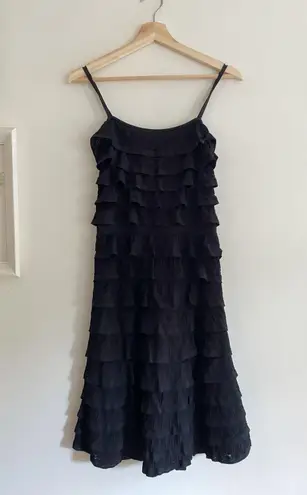 Sandro Ruffled Ellora Black Knit Mini Dress Size 38 US 6