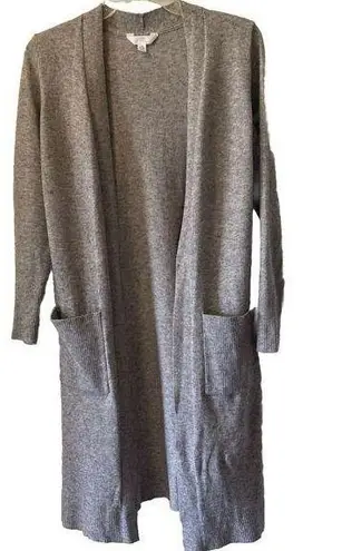 Time And Tru Grey Speckled Long-Sleeve Long Duster