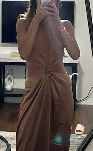 Fame and Partners Rose Gold Satin Dress