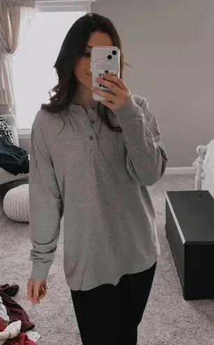 L.L.Bean Gray Henley Top