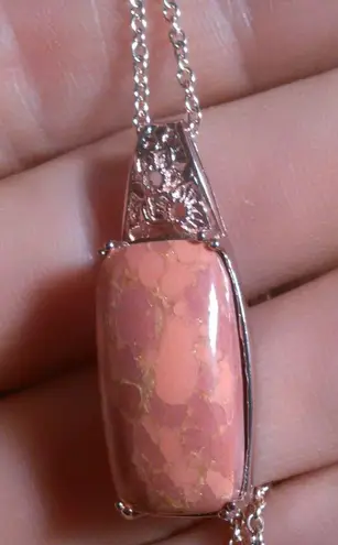 Mojave Orange Turquoise 18K Plated Pendant Stainless Steel Necklace