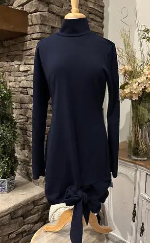 Lovers + Friends Revolve Hip Tie Navy Blue Turtleneck Dress Long Sleeve XL new