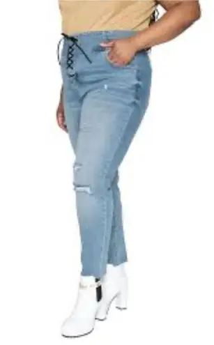 Juicy Couture  Women’s High Rise Lace Up Distressed Jeans Size 18 NWT