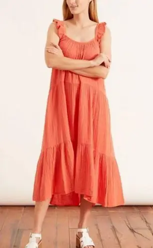 💕XIRENA💕 Rumer Tiered Gauze Cotton Maxi Dress ~ Paprika Large Orange