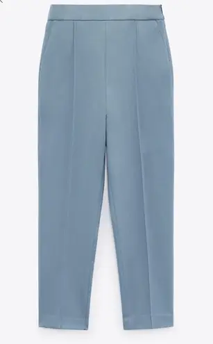 ZARA Small High Waisted Straight Cut Pants - Blue/steel