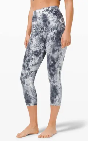 Lululemon Womens Pants Gray Wunder Under Marble Dye Crop Leggings Pull On Size 8 White