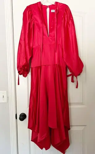 Self Portrait Self-Portrait Asymmetric Cutout Satin Peplum Midi Dress